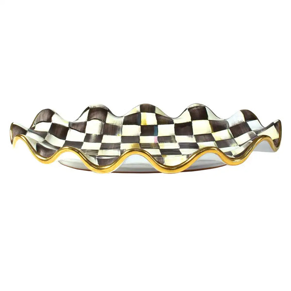 Mocha Check Ceramic Large Serving Platter