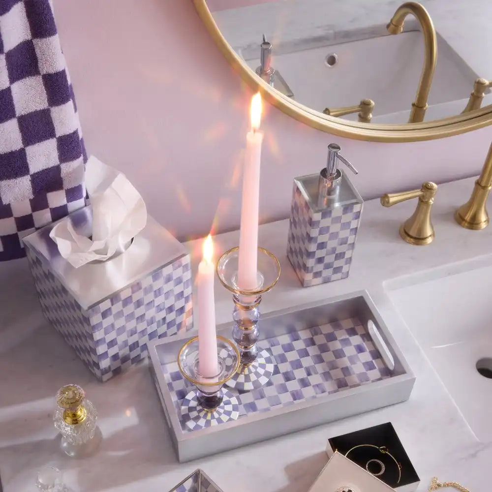 Courtly Check Large Glass Candlestick
