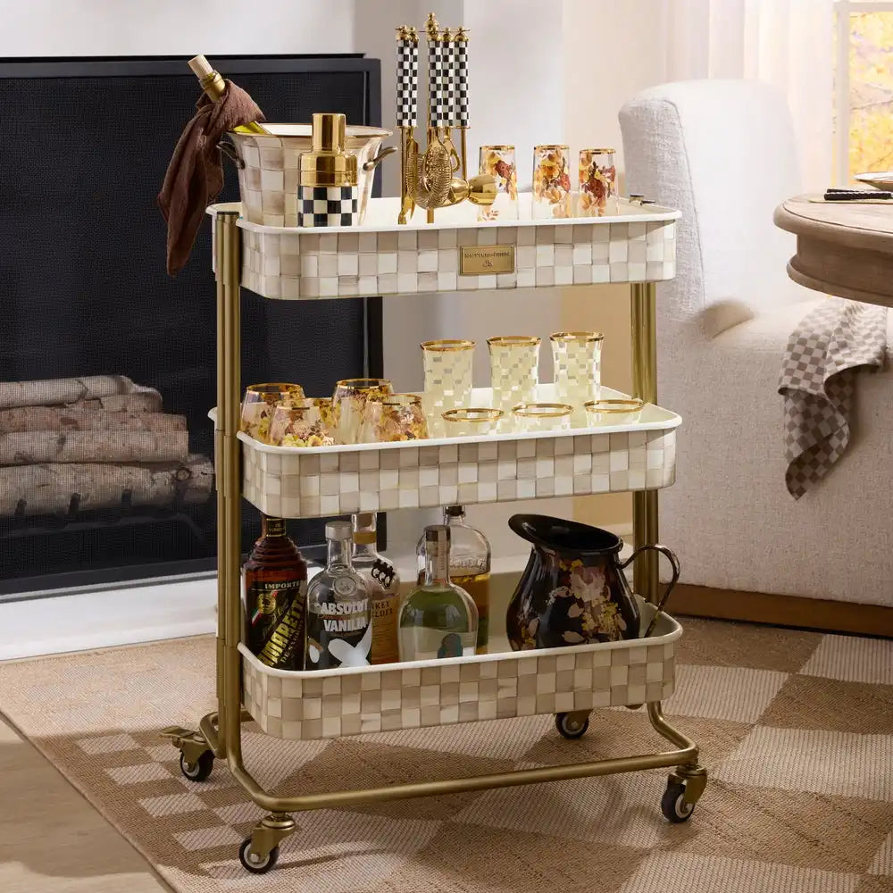 Mocha Check 3-Tier Kitchen Cart Secondary image