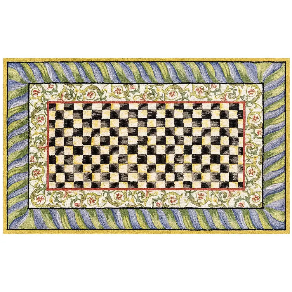 Courtly Check Purple & Green 3' x 5' Washable Rug