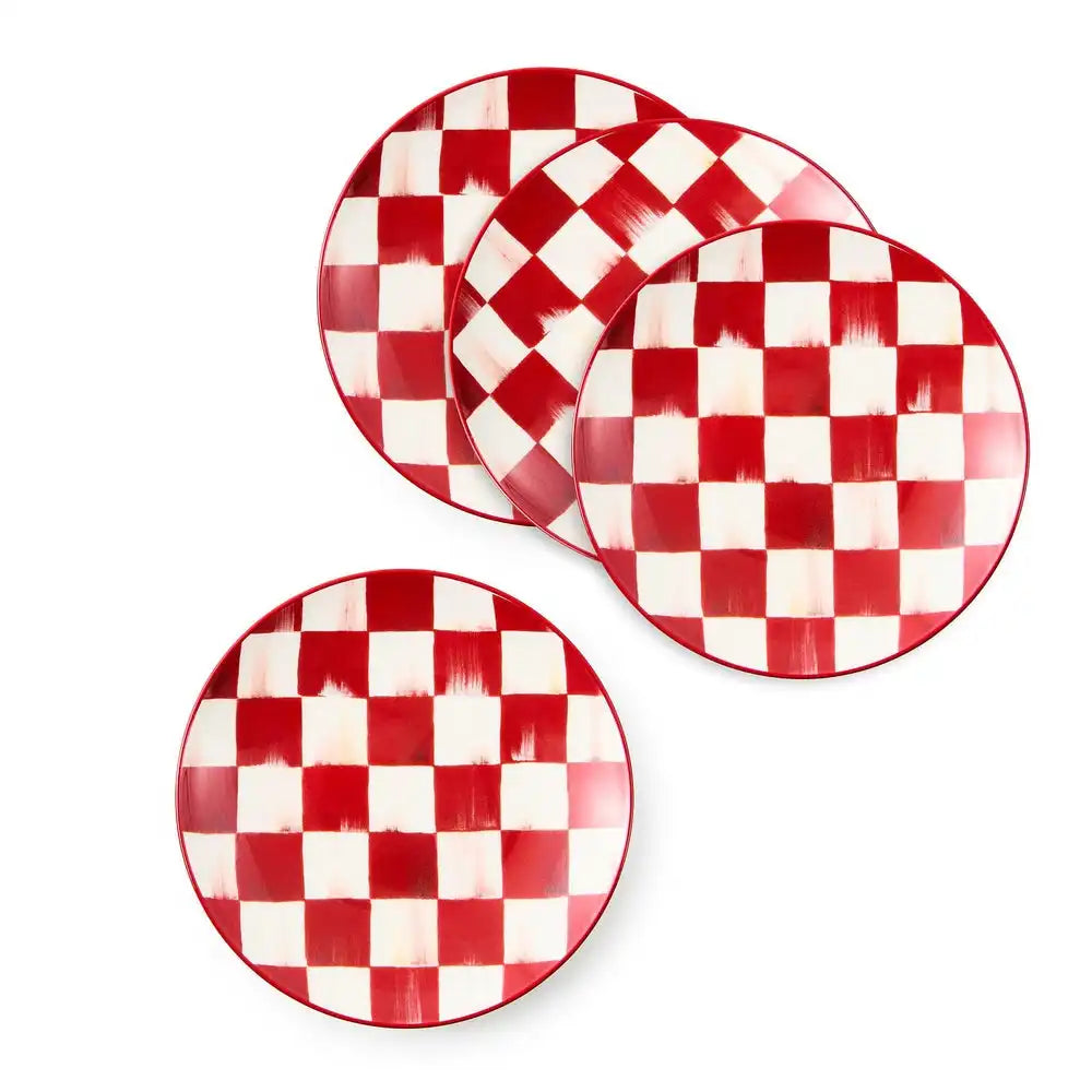 Cherry Check Salad Plates, Set of 4