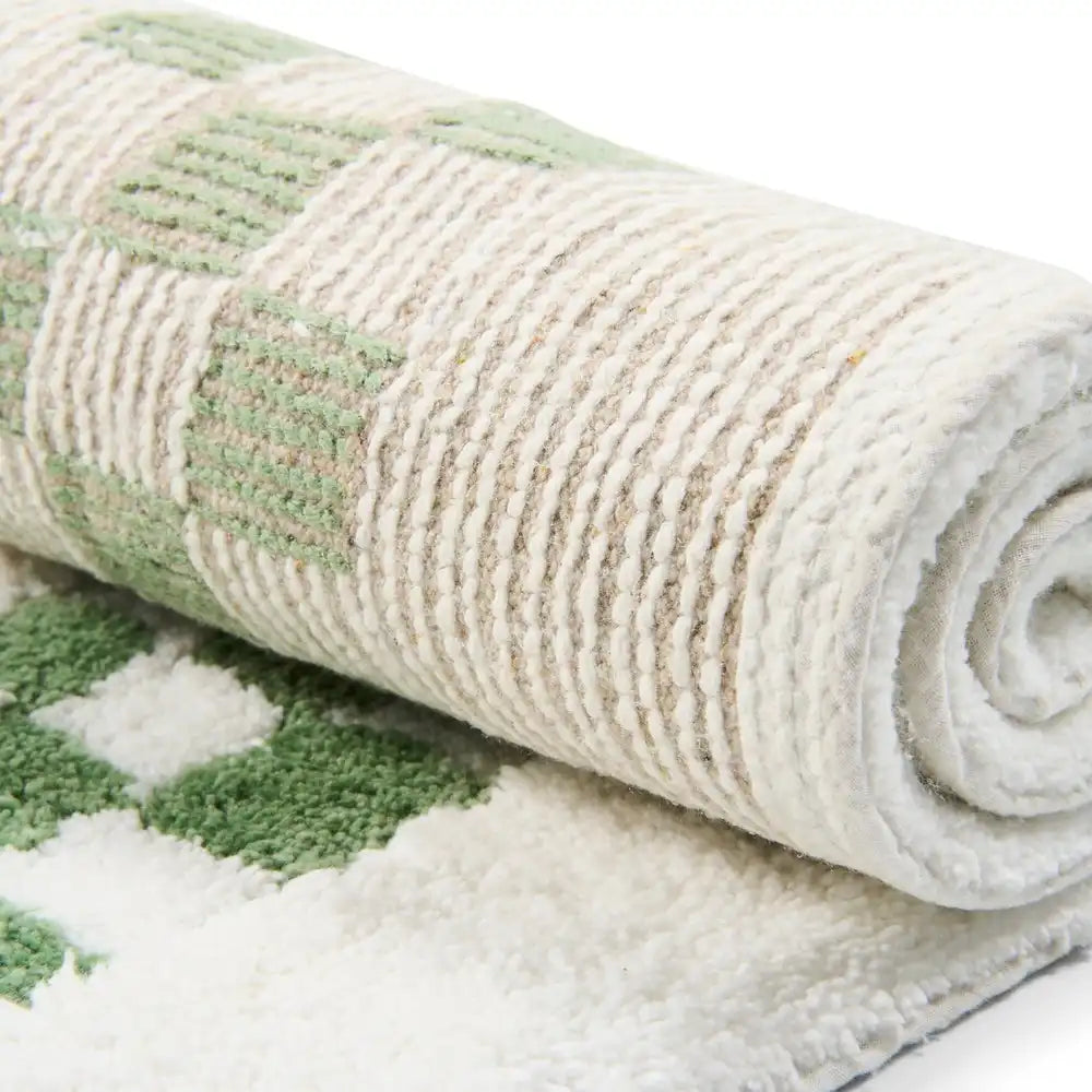 Black Check Hotel Bath Rug