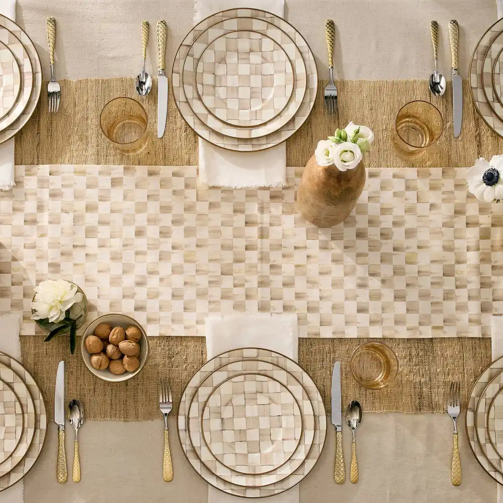 Mocha Check Dinner Plate