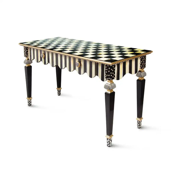 Mocha Check & Stripe Console Table