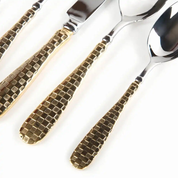 Gold Check Flatware 5-Piece Place Setting