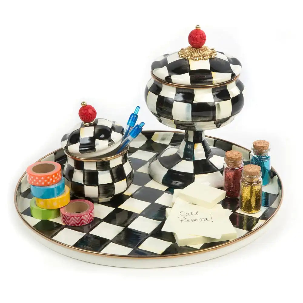 Mocha Check Lidded Sugar Bowl
