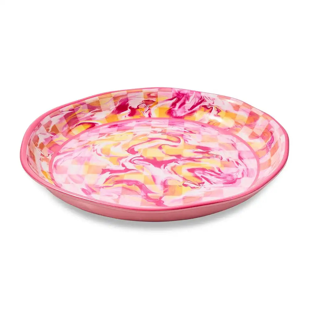Pink Marble Check Melamine Serving Bowl