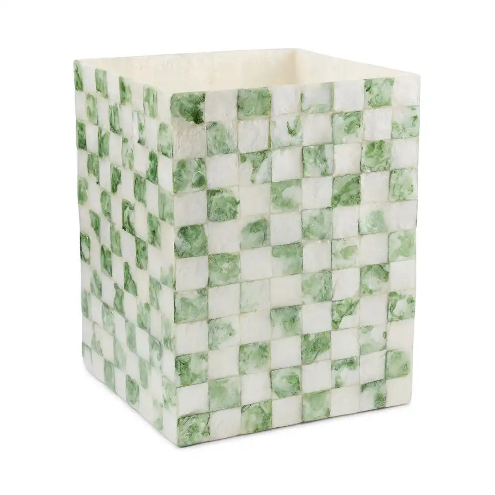Sage Check Capiz Boutique Tissue Box Cover