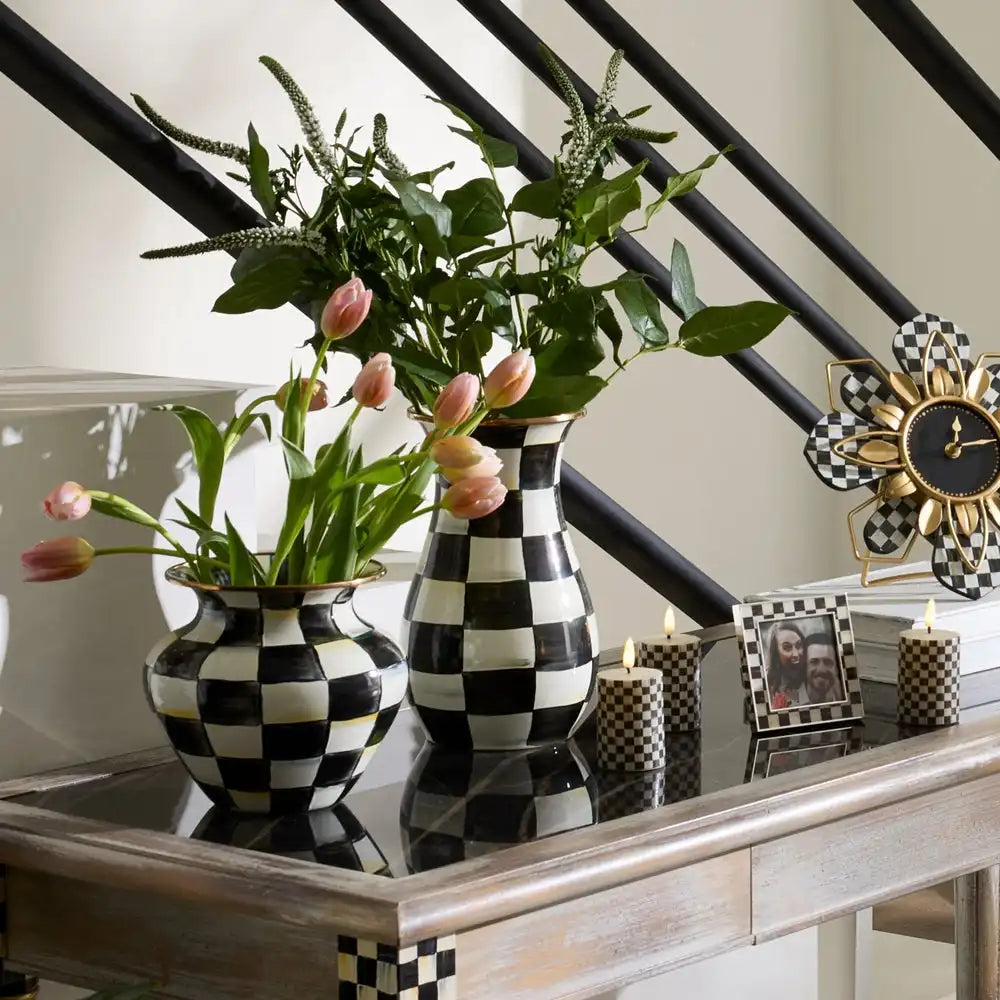 Mocha Check Tall Vase