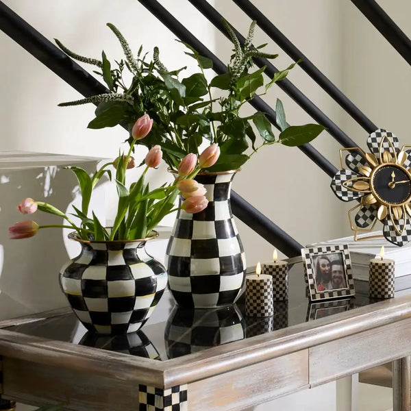 Mocha Check Tall Vase