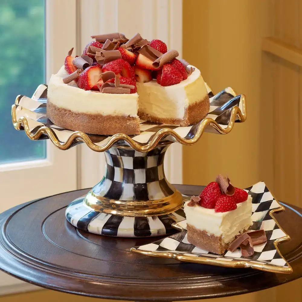Courtly Check Ceramic Fluted Cake Stand
