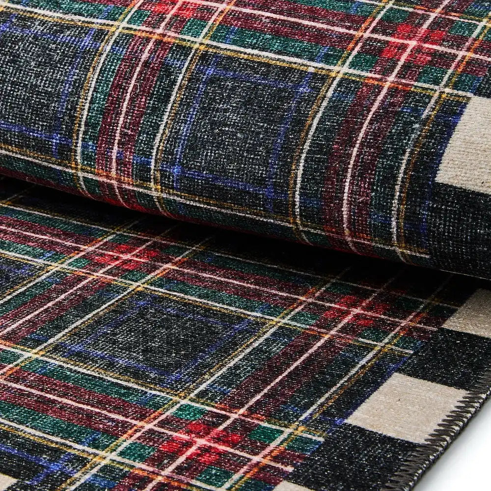 Stewart Tartan Black 2'6" x 10' Washable Runner Secondary image
