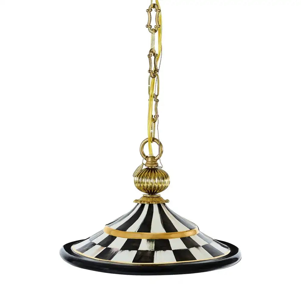 Mocha Check Flared Ceramic Pendant Lamp