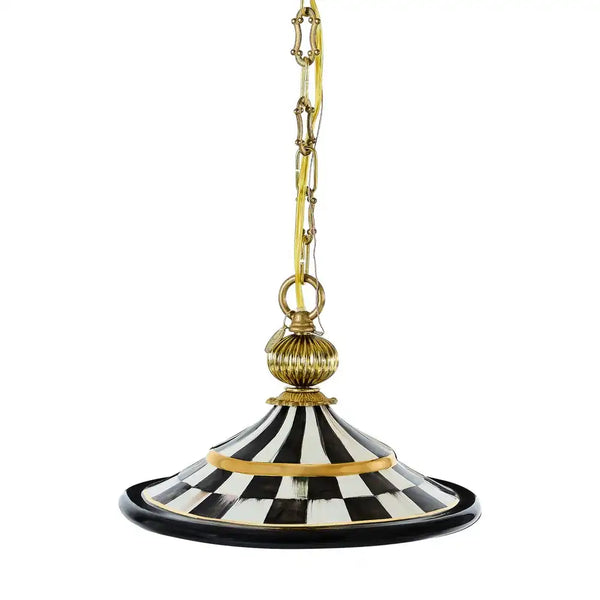 Mocha Check Flared Ceramic Pendant Lamp