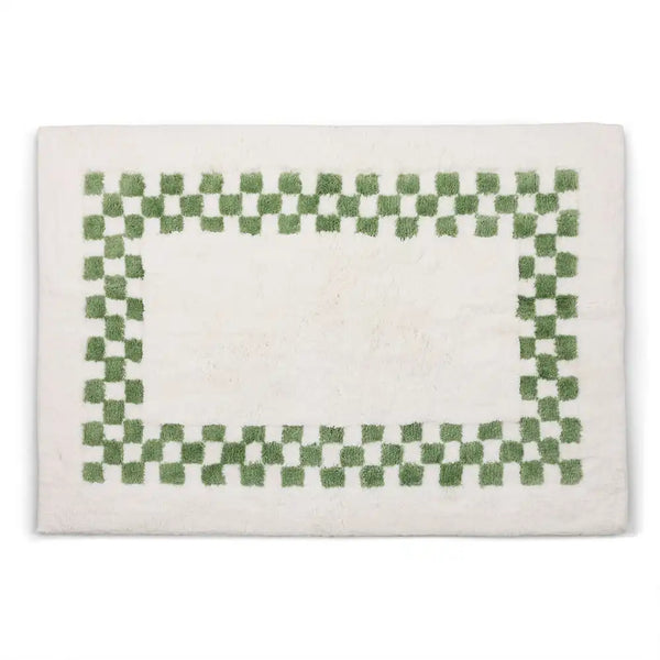 Black Check Hotel Bath Rug