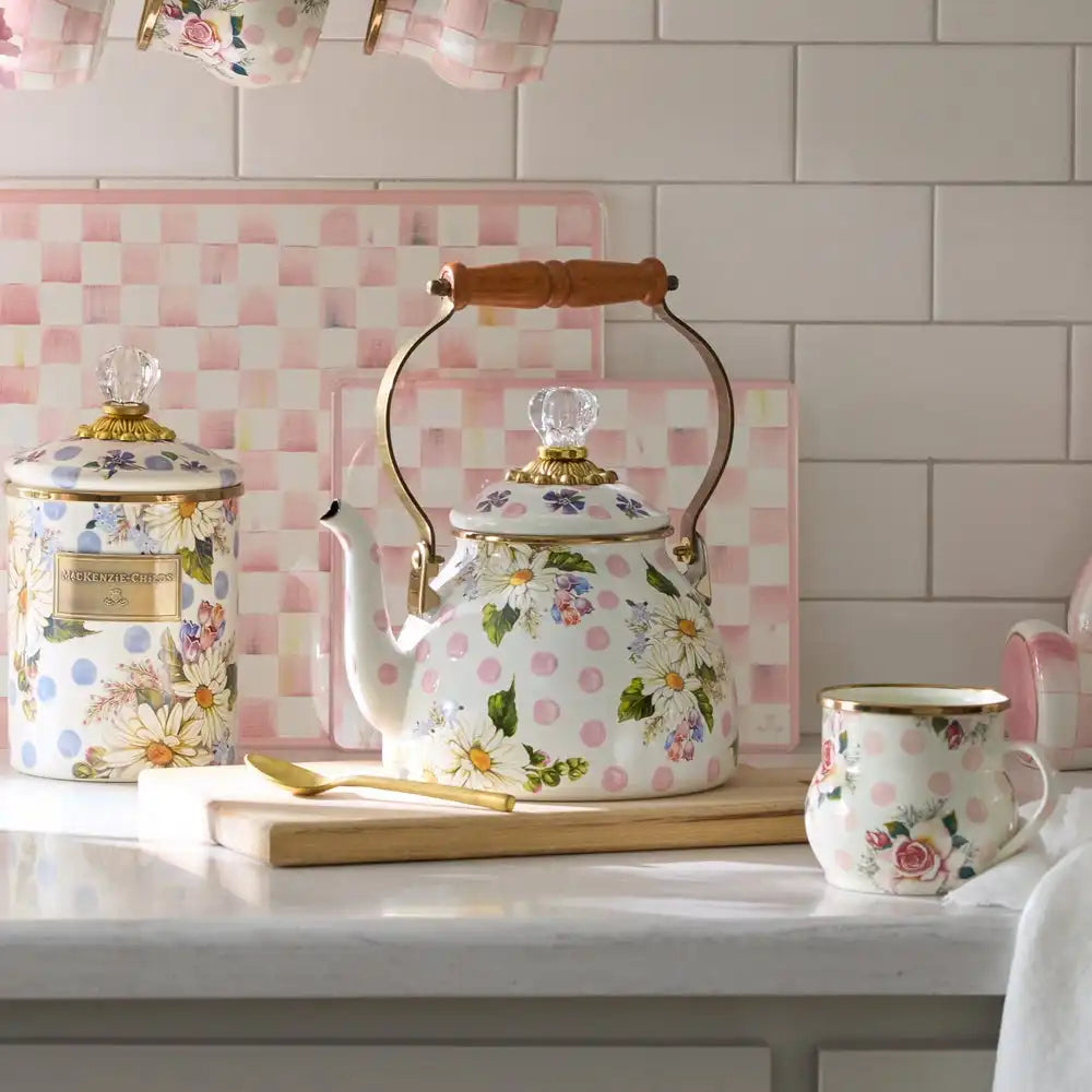 Rosy English Garden 2 Quart Tea Kettle