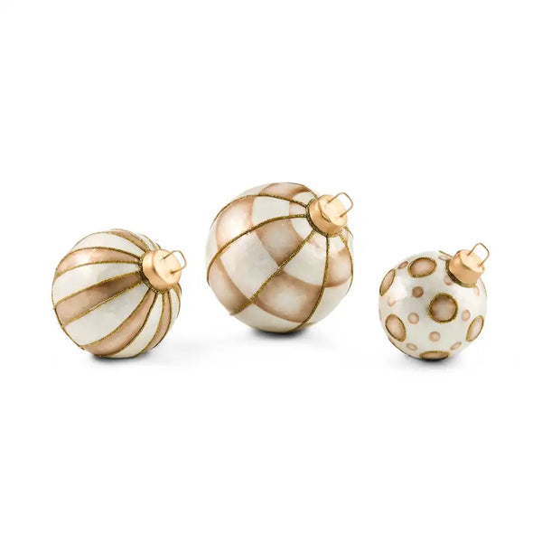 Courtly Capiz Tabletop Ornament Balls, Set of 3