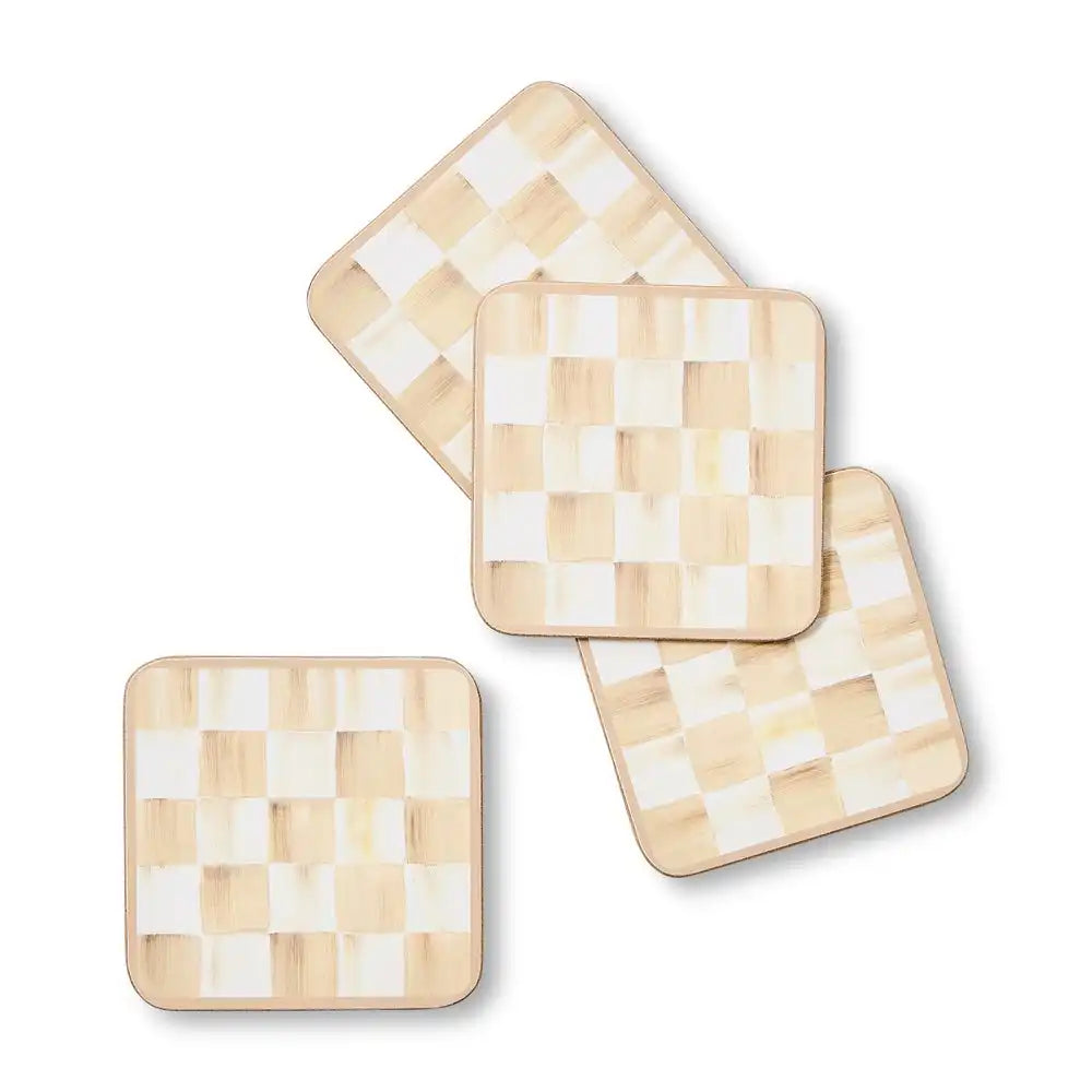 Courtly Checked Cork Back Coasters, Set of 4