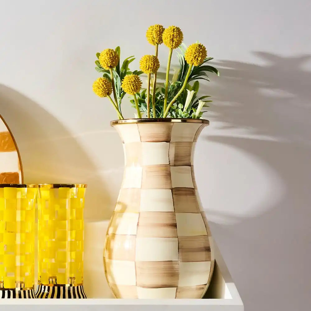 Mocha Check Tall Vase