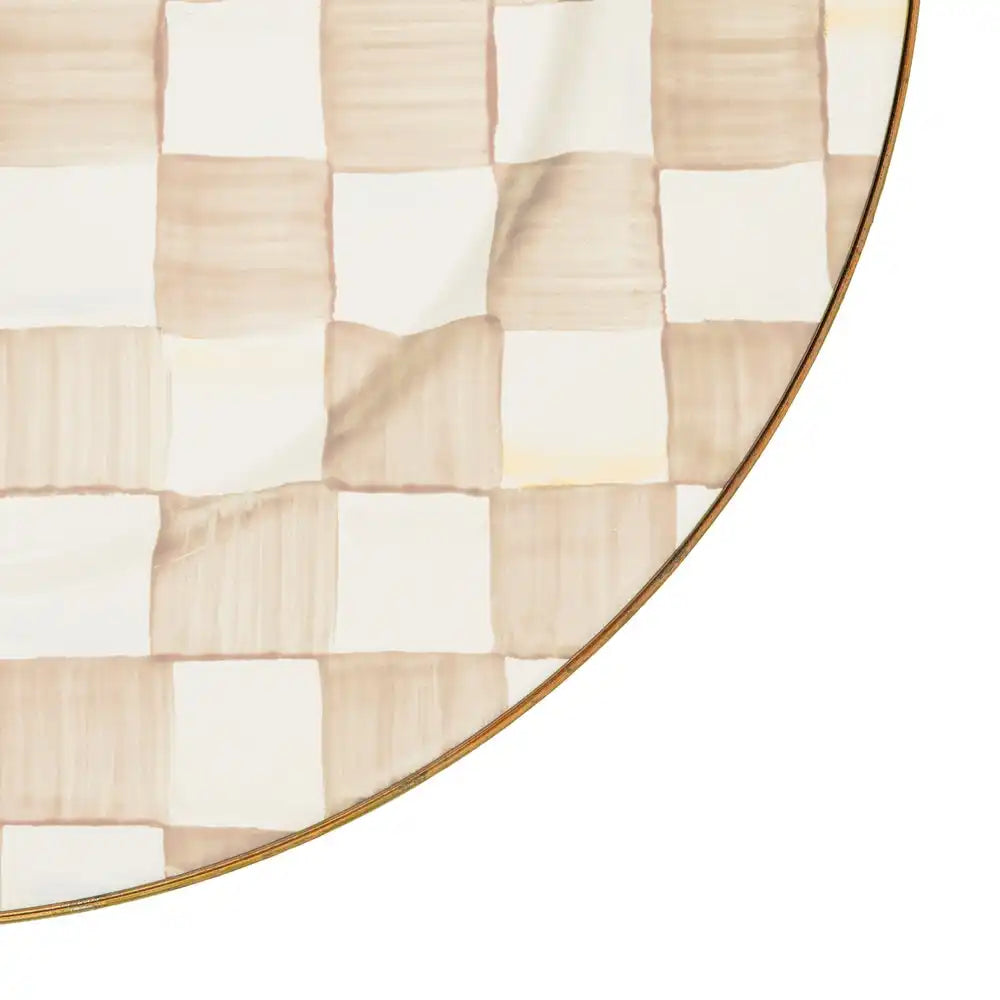 Mocha Check Dinner Plate