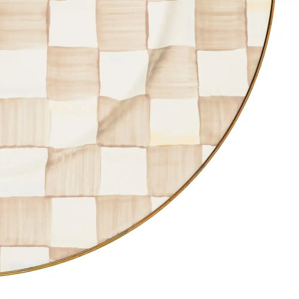 Mocha Check Dinner Plate