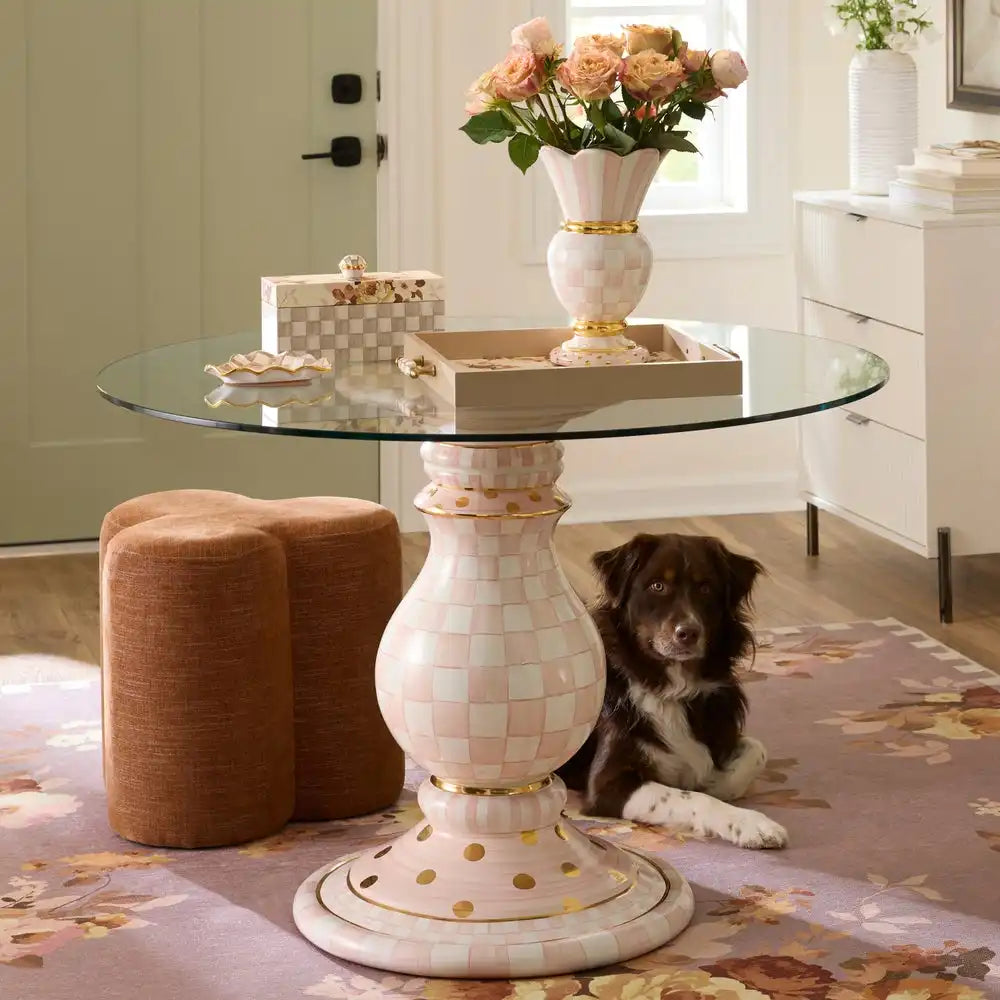 Mocha Check Ceramic Pedestal Table Base