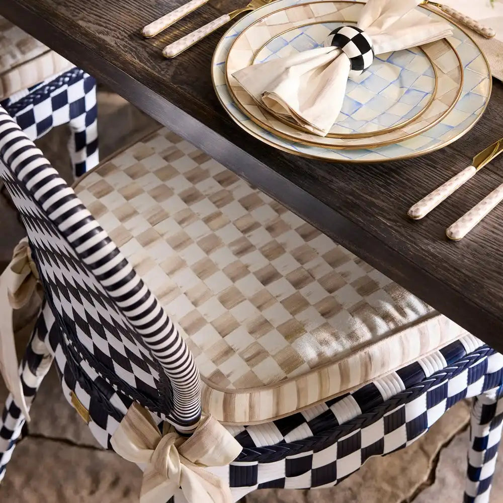 Mocha Check Chair Cushion