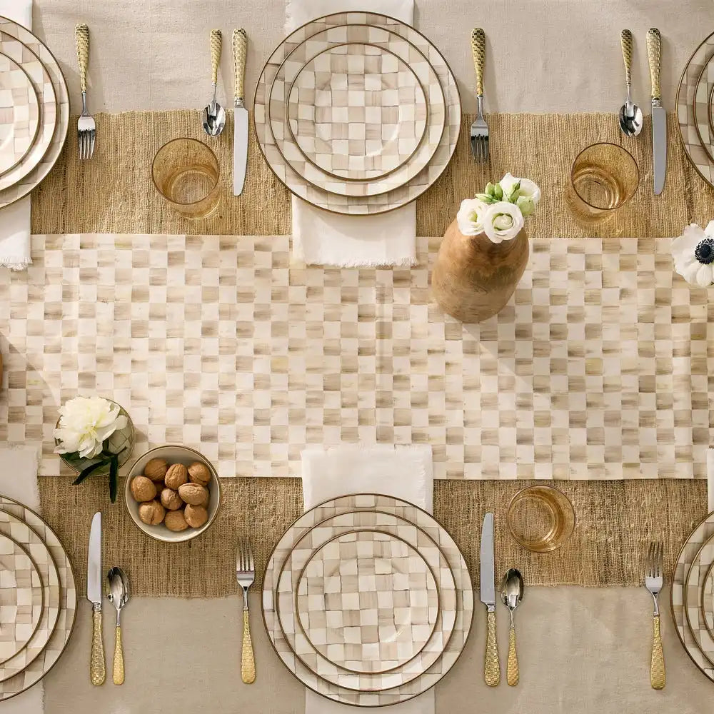 Mocha Check Dinner Plate