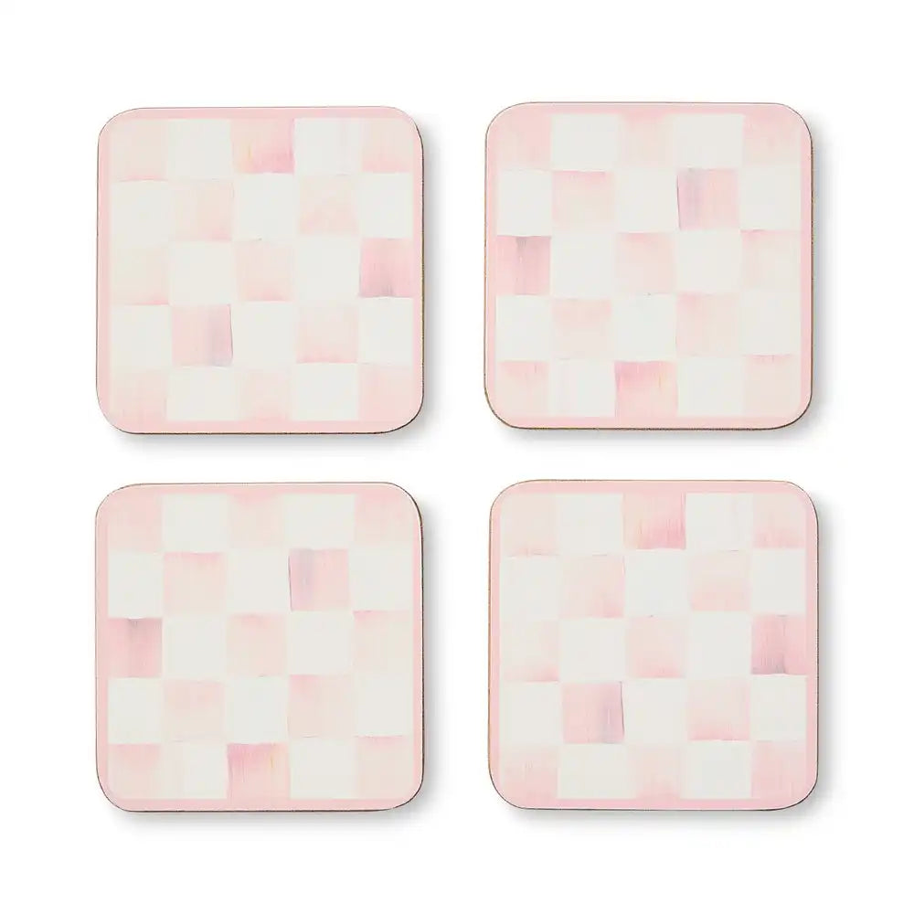 Courtly Checked Cork Back Coasters, Set of 4