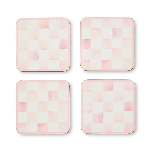 Courtly Checked Cork Back Coasters, Set of 4