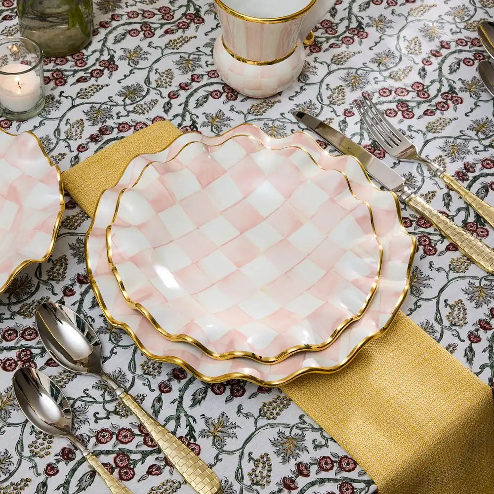 Rosy Check Ceramic Fluted Dinner Plate