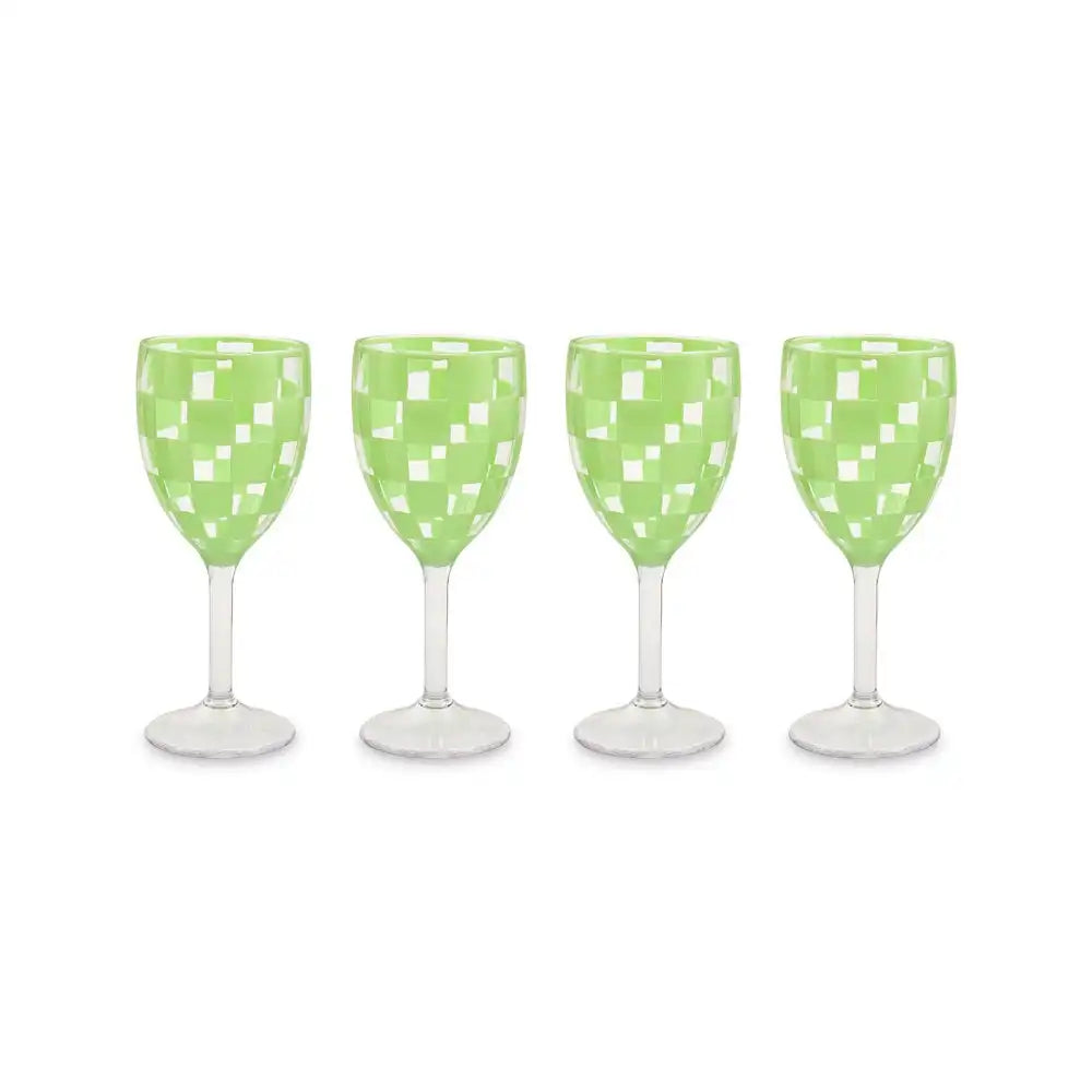 Black Check Acrylic Tumblers, Set of 4