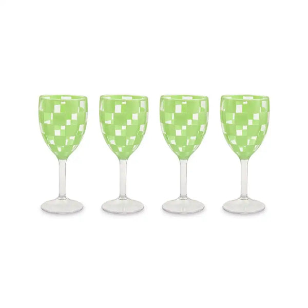 Black Check Acrylic Tumblers, Set of 4