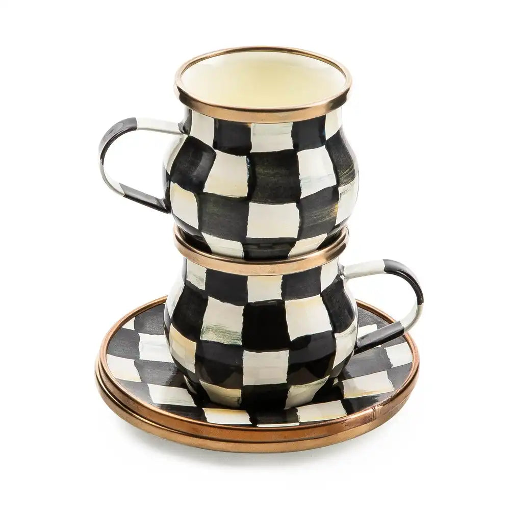 Sky Check Espresso Cup & Saucer Set