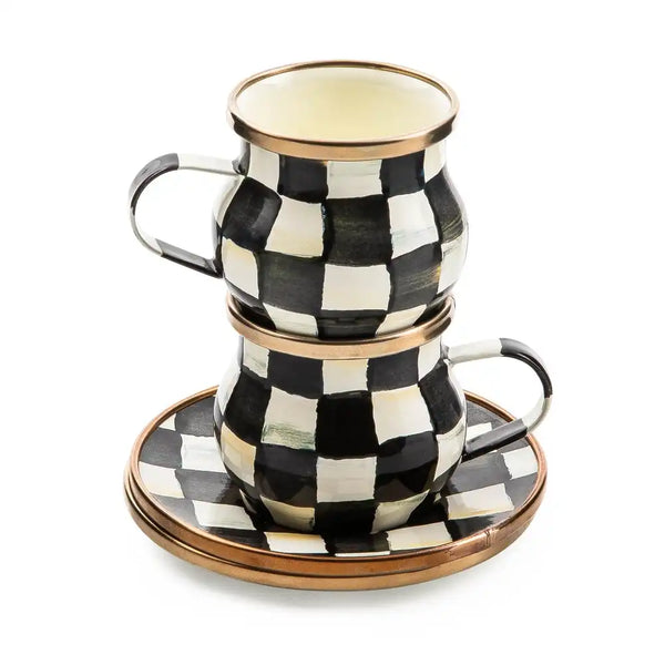Sky Check Espresso Cup & Saucer Set