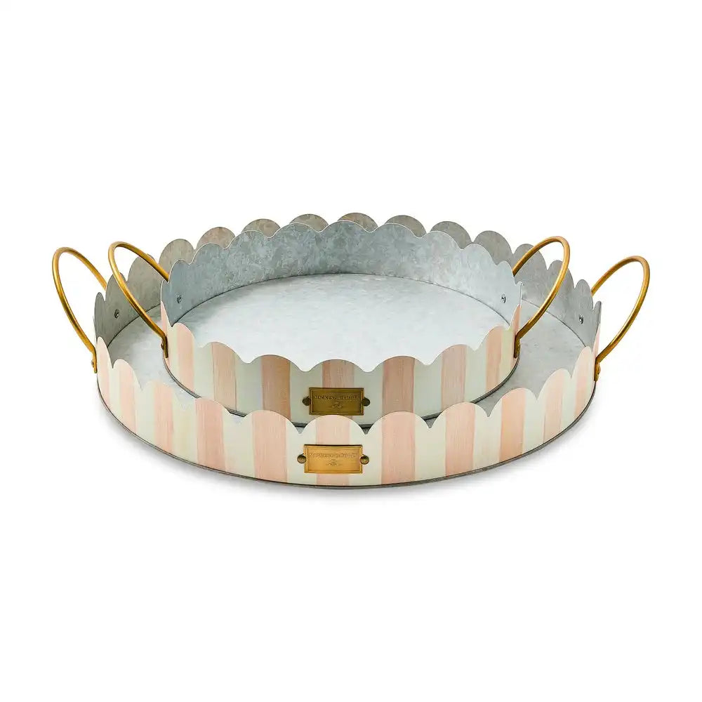 Mocha Stripe Serving Trays, Set of 2