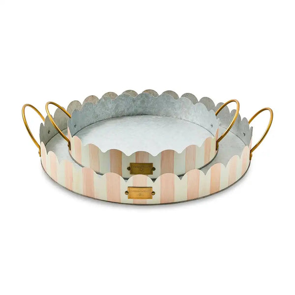 Mocha Stripe Serving Trays, Set of 2