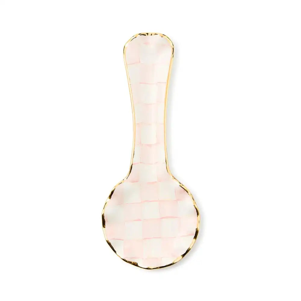 Violet Check Ceramic Spoon Rest
