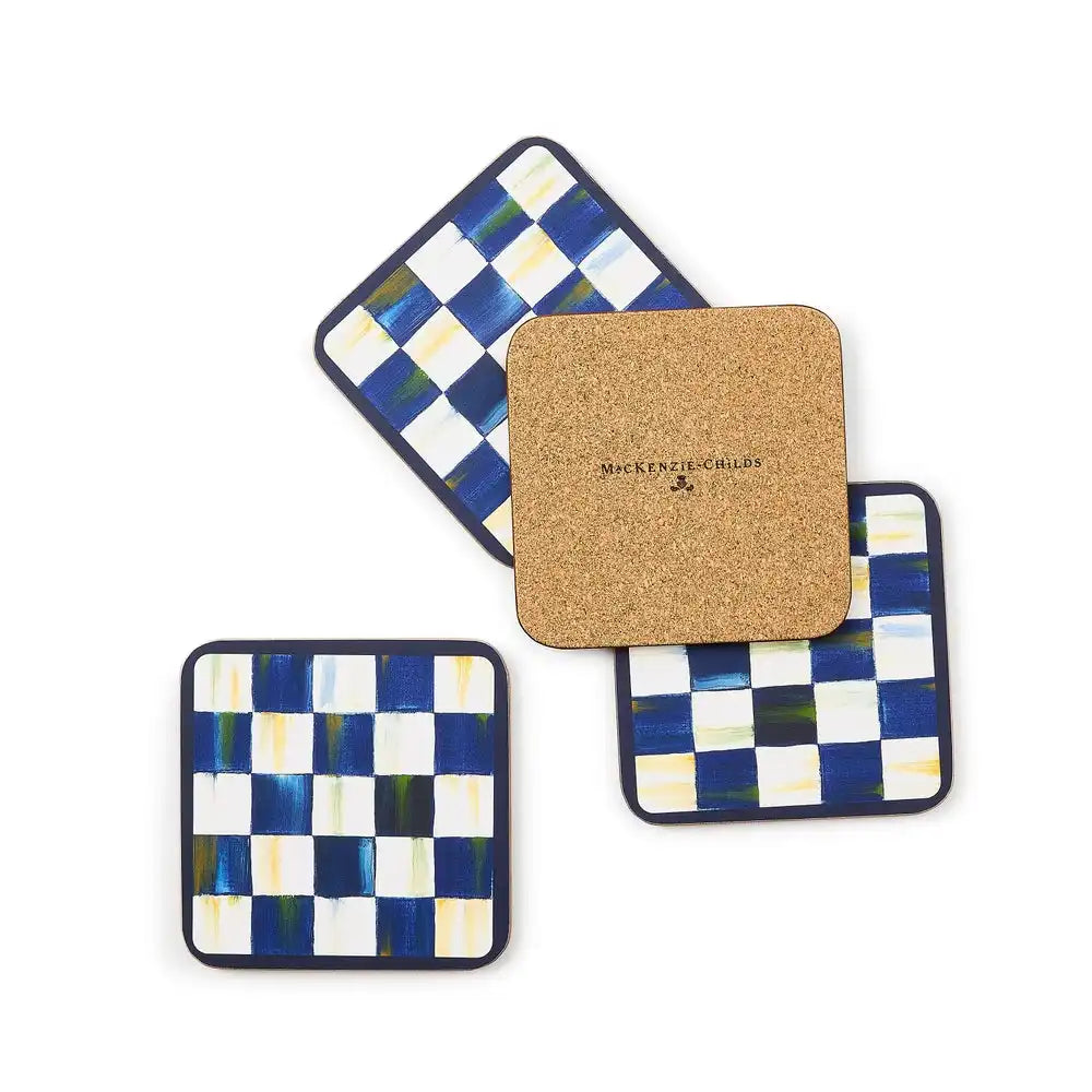Courtly Checked Cork Back Coasters, Set of 4