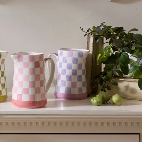 Pink Check Pitcher