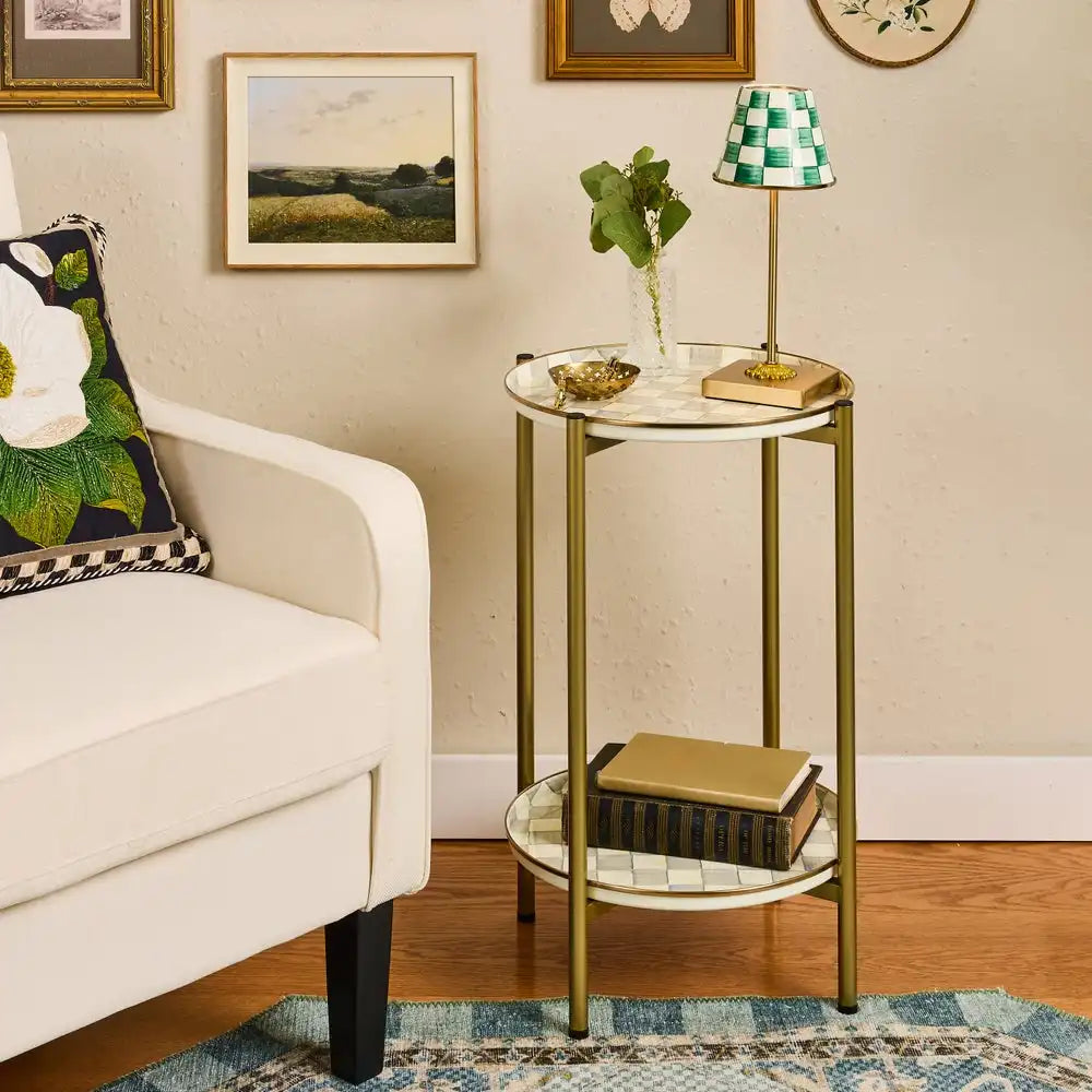 Courtly Check Enamel 2-Tier Cocktail Table