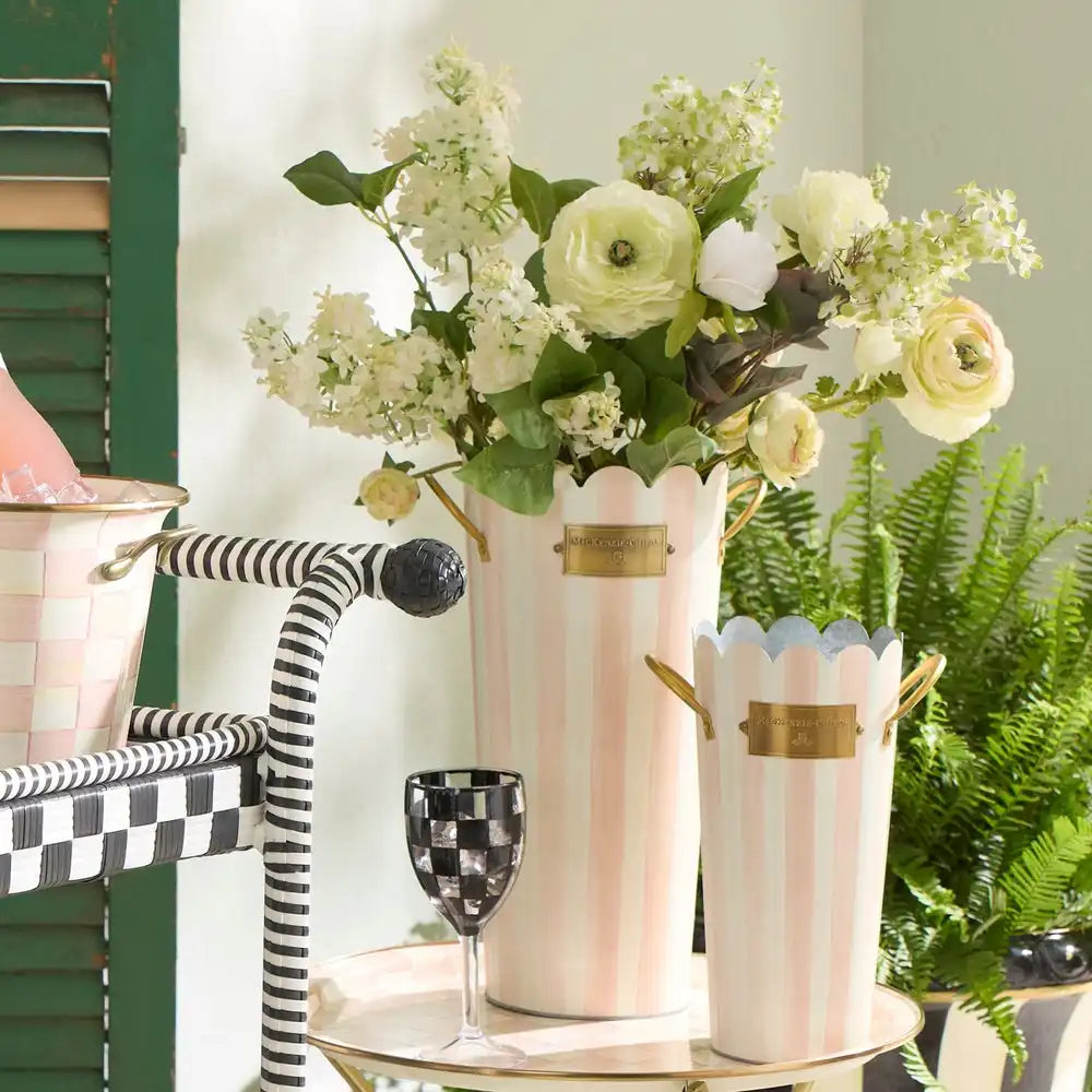 Mocha Stripe Flower Buckets, Set of 3