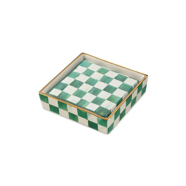 Mocha Check Cocktail Napkin Holder