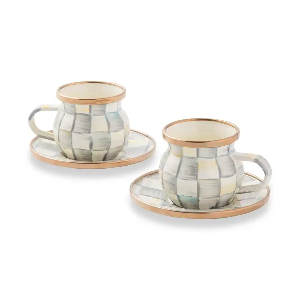 Sky Check Espresso Cup & Saucer Set