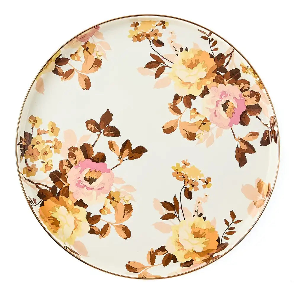 Wild Rose Brown Round Tray