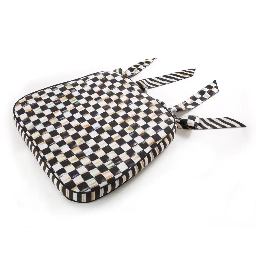 Mocha Check Chair Cushion