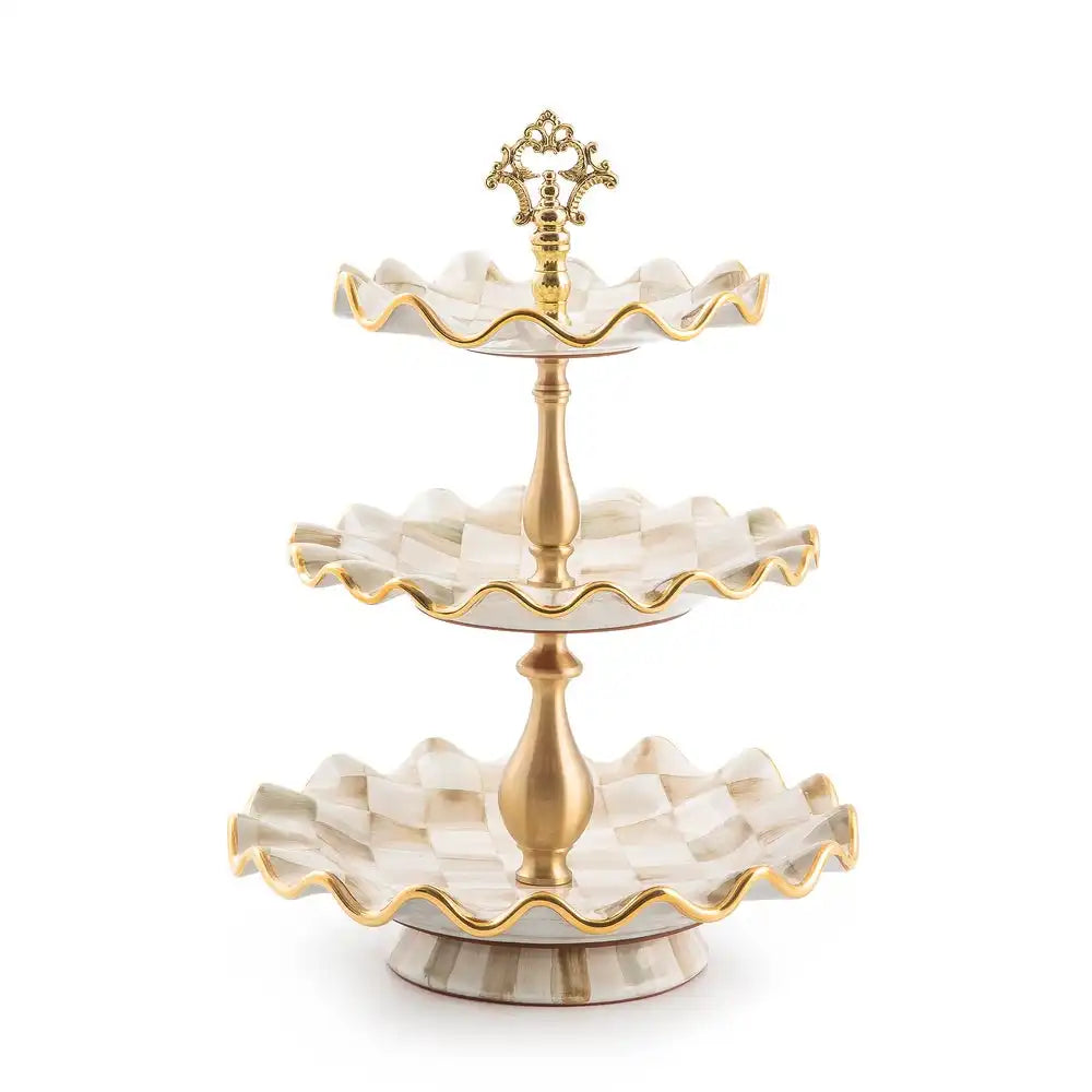 Parchment Check Three Tier Sweet Stand Main image
