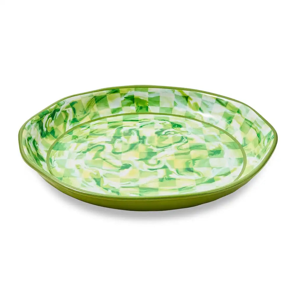 Pink Marble Check Melamine Serving Bowl