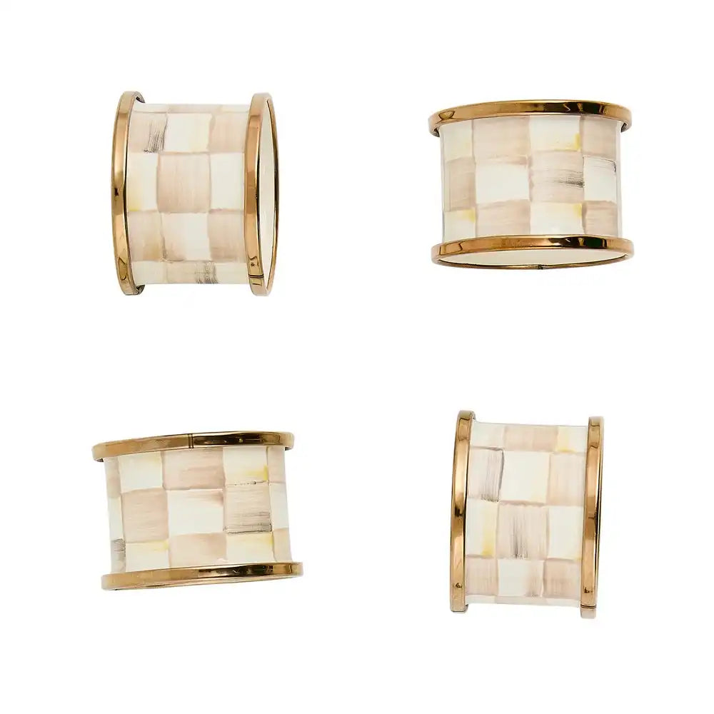 Emerald Check Napkin Rings, Set of 4