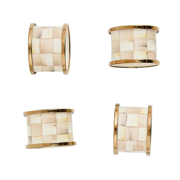 Emerald Check Napkin Rings, Set of 4